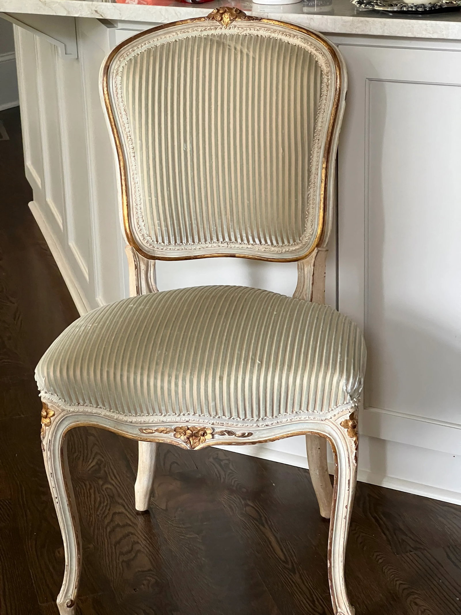 Pair of Vintage French Louis XV Style Wood Accent Side Chairs by Balzarotti Paris Cream & Gold Wood - 6