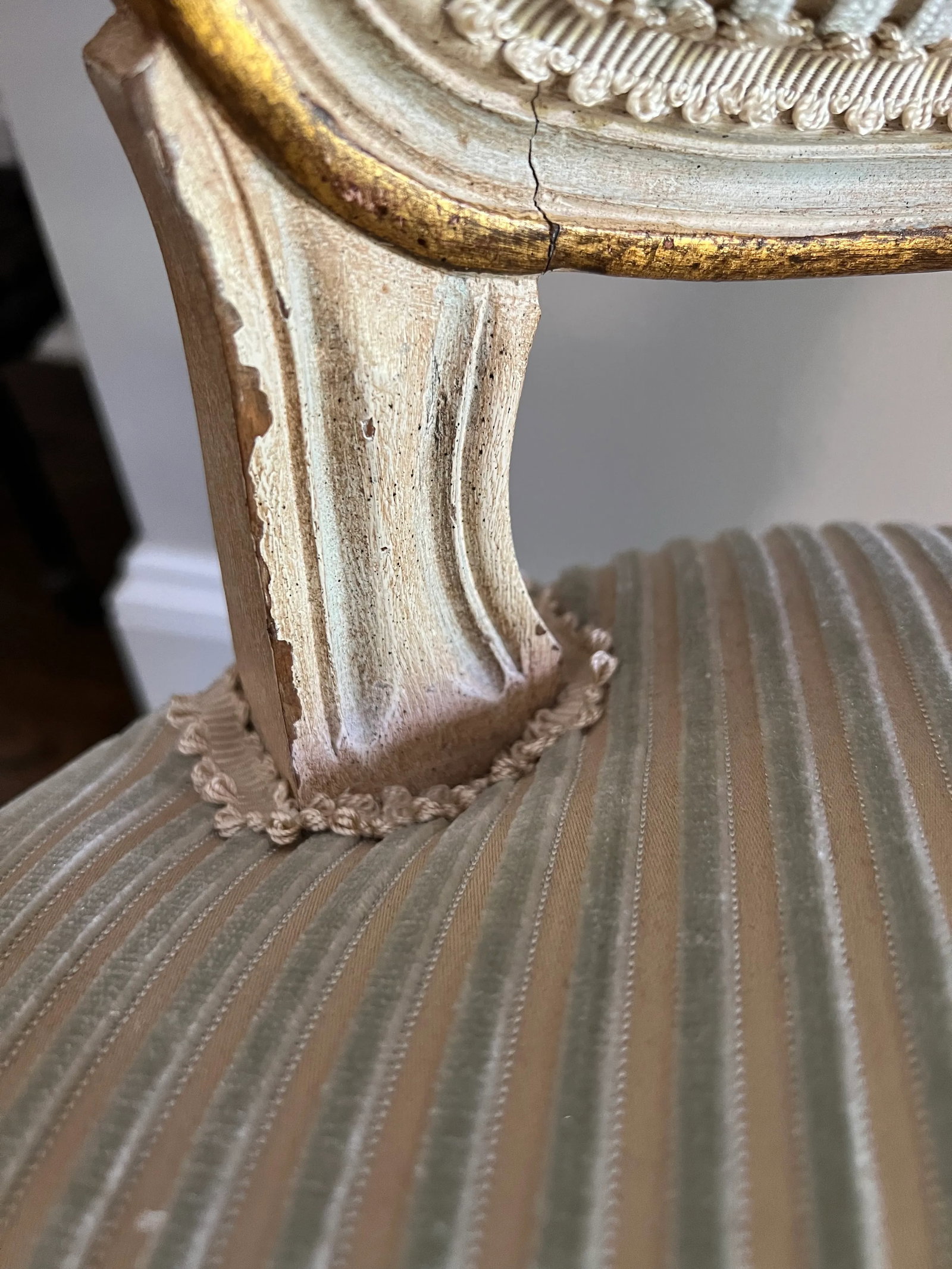 Pair of Vintage French Louis XV Style Wood Accent Side Chairs by Balzarotti Paris Cream & Gold Wood - 7
