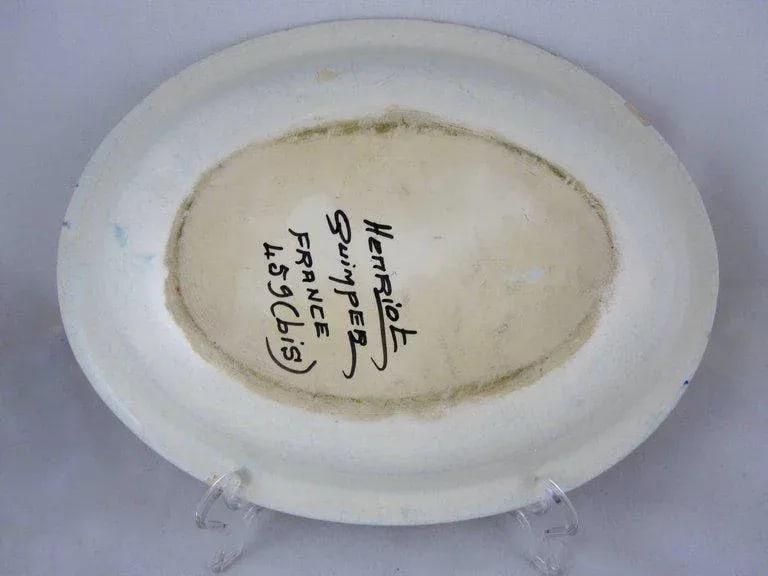 HenRiot Quimper Oval Faience Bowl, Femme de la Campagne Breton - 5