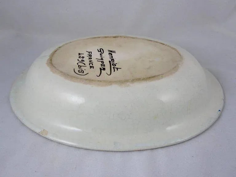 HenRiot Quimper Oval Faience Bowl, Femme de la Campagne Breton - 6