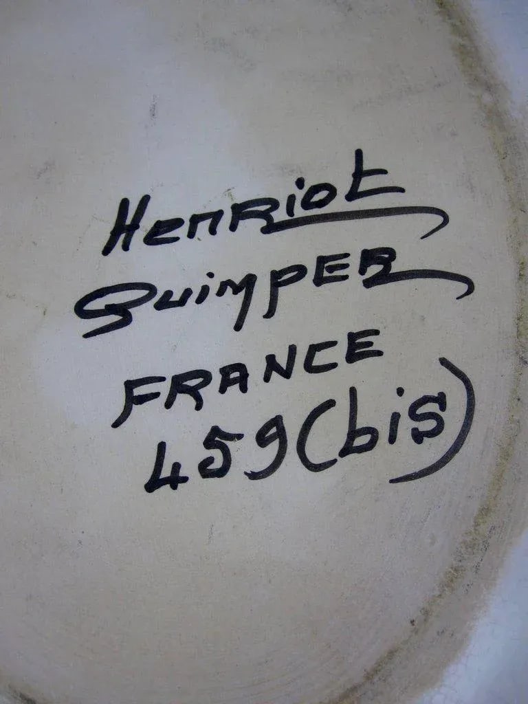 HenRiot Quimper Oval Faience Bowl, Femme de la Campagne Breton - 7