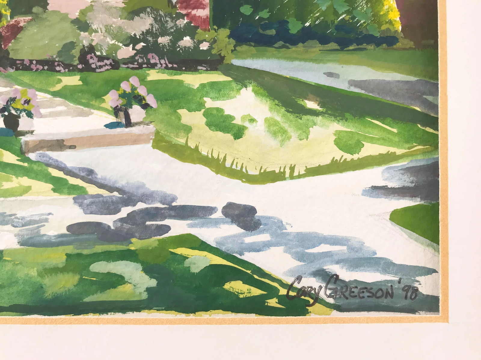 Gouache Painting of a Brick Home by Greeson - 5