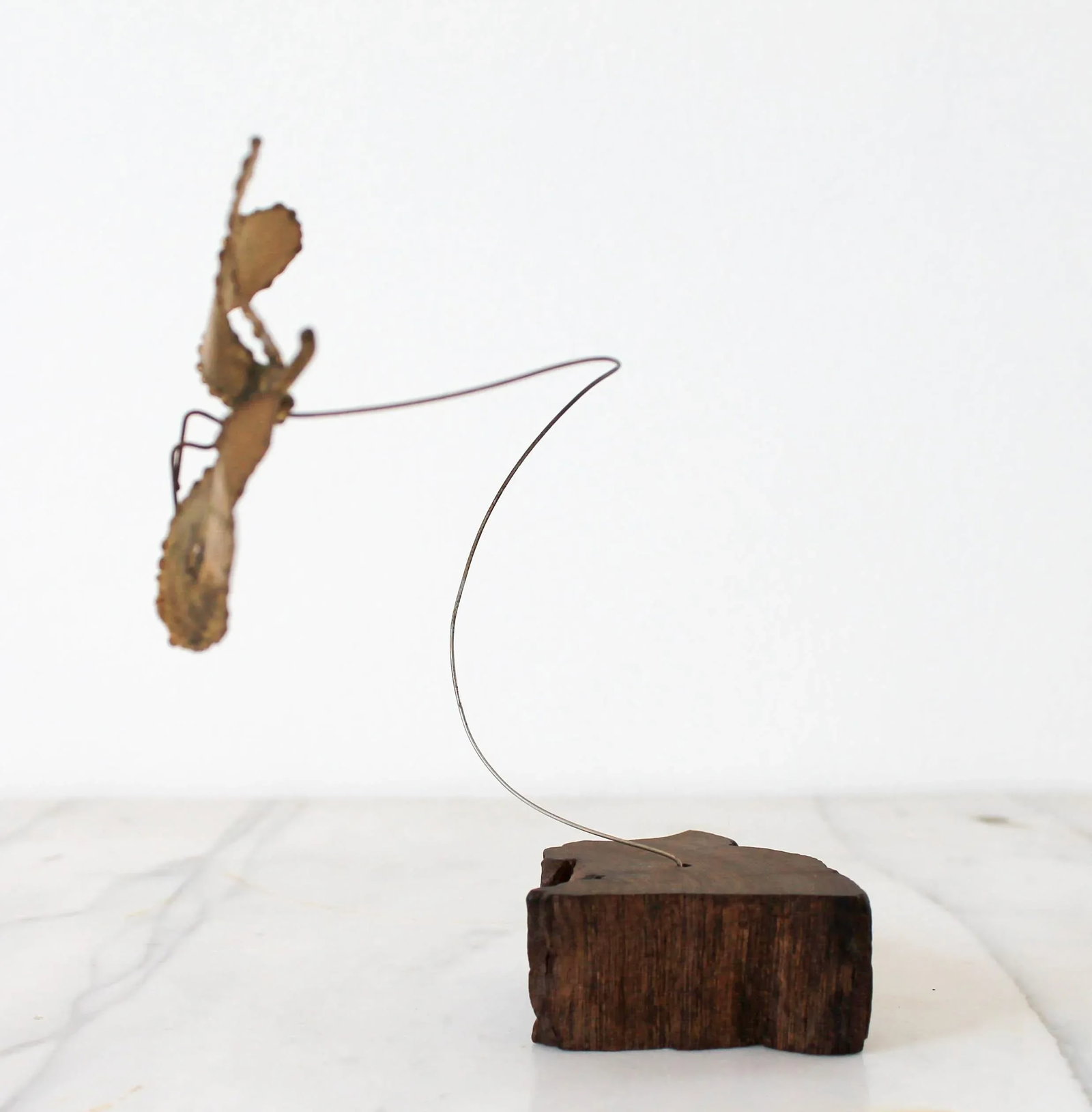 Brutalist Bouncing Butterfly on Wood Base - 4