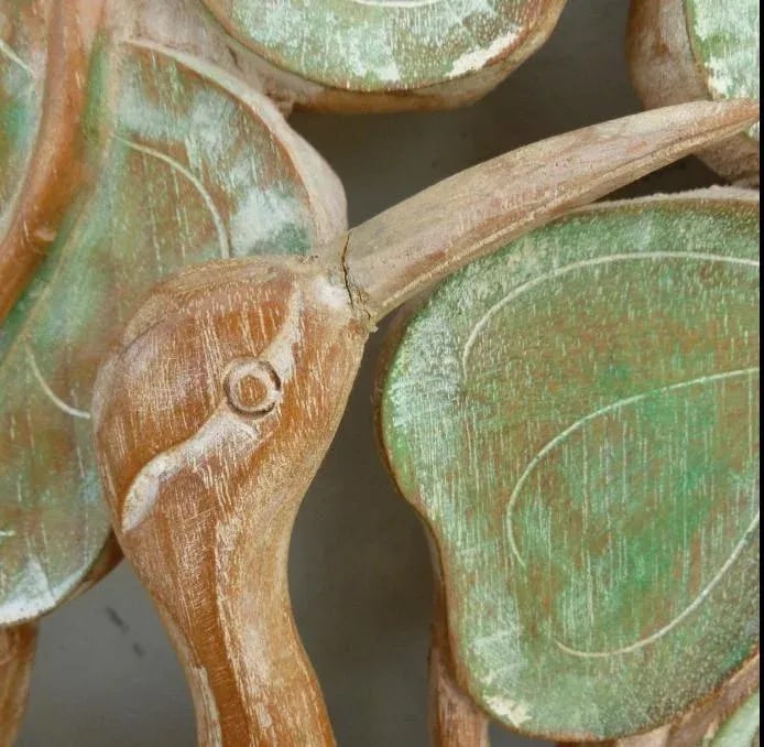 James Mont Style Mid Century Asian Inspired Cranes in Leaves Motif Hand Carved Wood Panels - a Pair - 10