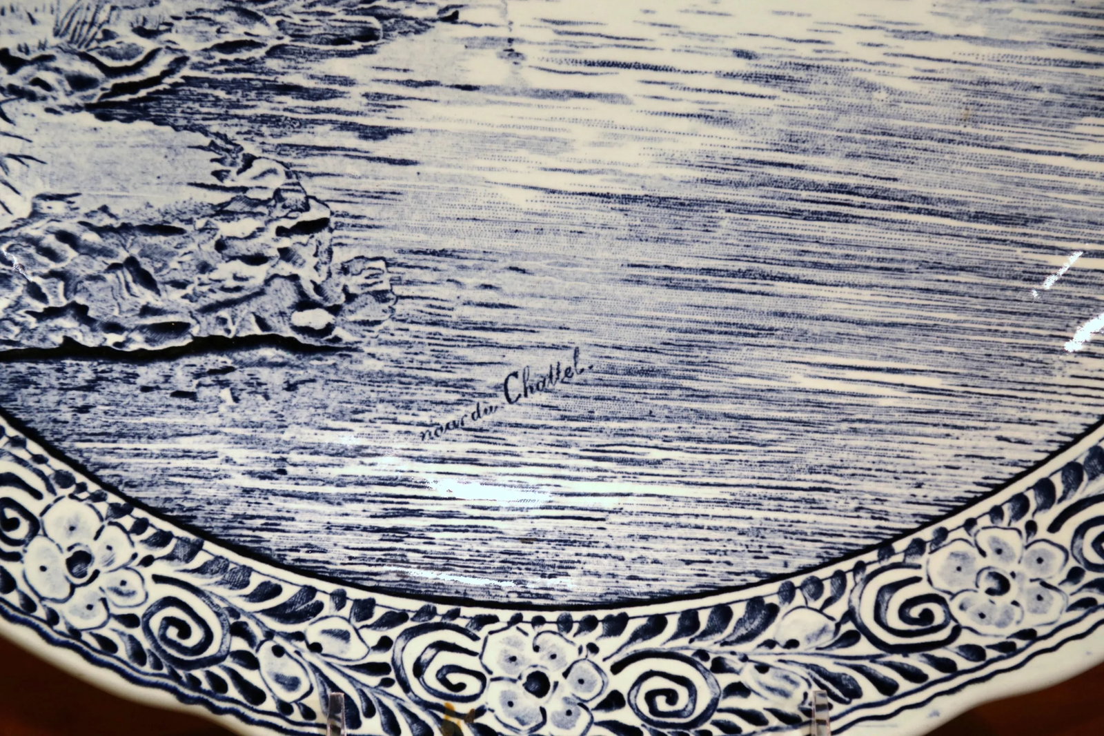Mid-Century Dutch Hand-Painted Bosh Delft Platter With Pastoral Scene - 4