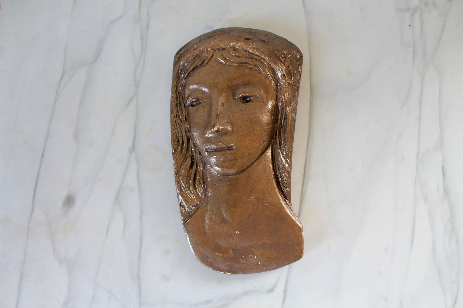 Vintage Female Plaster Wall Hanging - 4