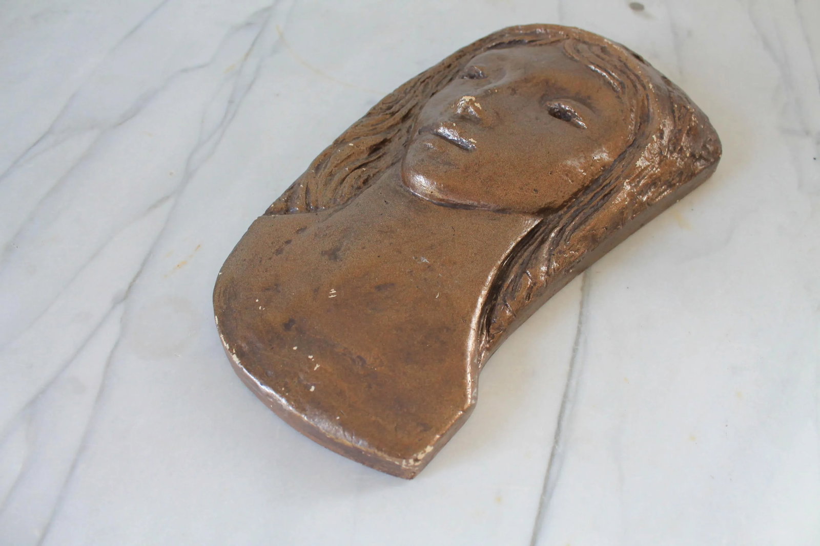 Vintage Female Plaster Wall Hanging - 7