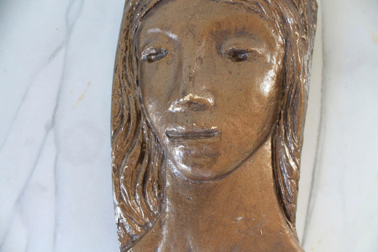 Vintage Female Plaster Wall Hanging - 8