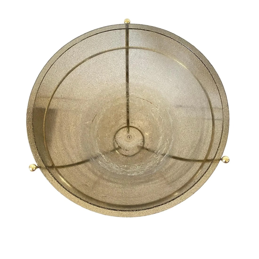 Mid Century Modern Bullet Planter Atomic Smoke Gray Metallic Gold Fleck Brass Tone Plant Stand - 4
