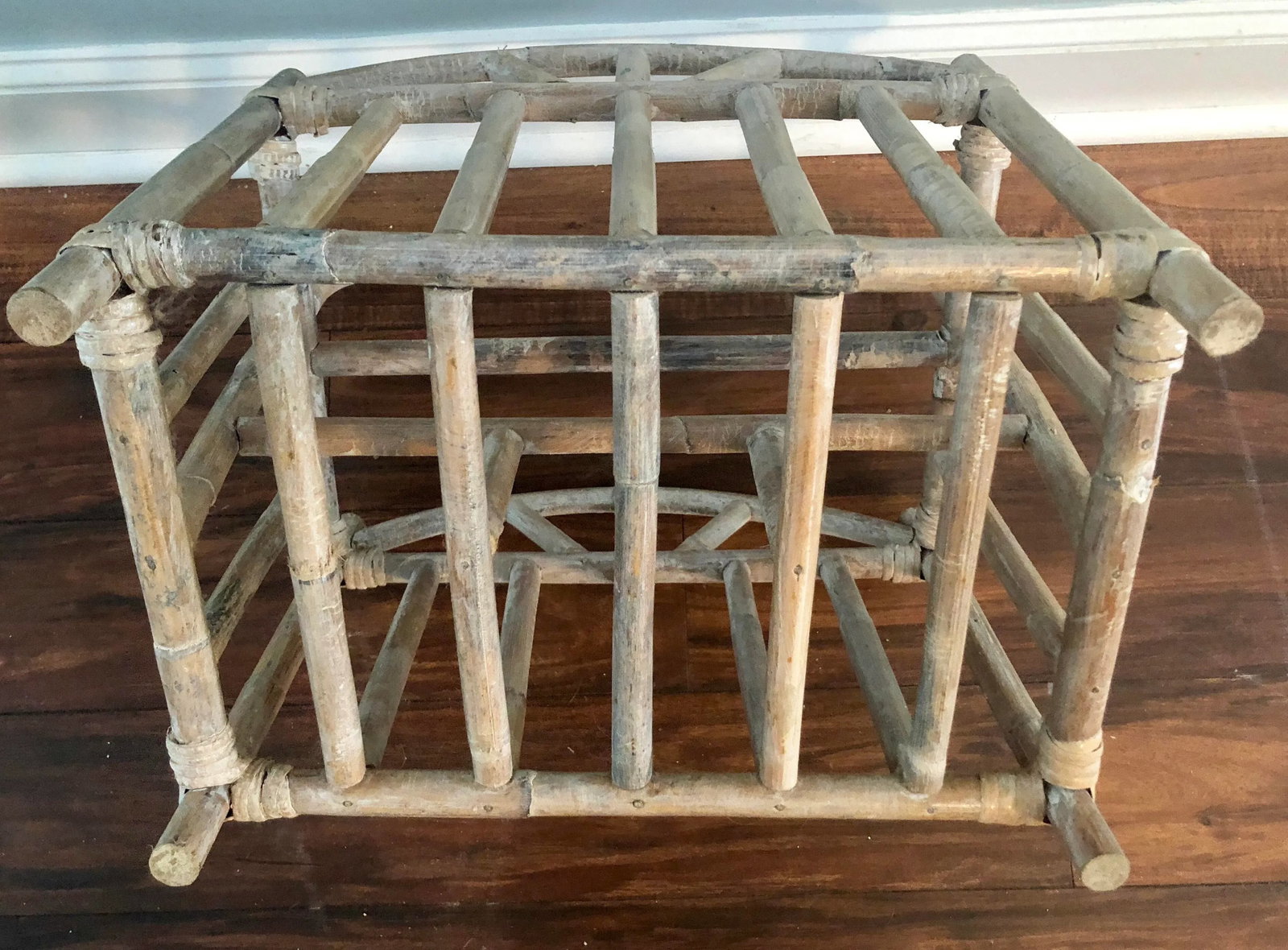 Glazed and Whitewashed Bamboo Rattan Magazine Rack - 8