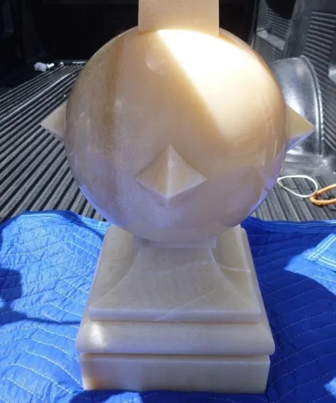 1970s Vintage Arthur Pani Style Onyx Lamps & Chrome Shades - a Pair - 6