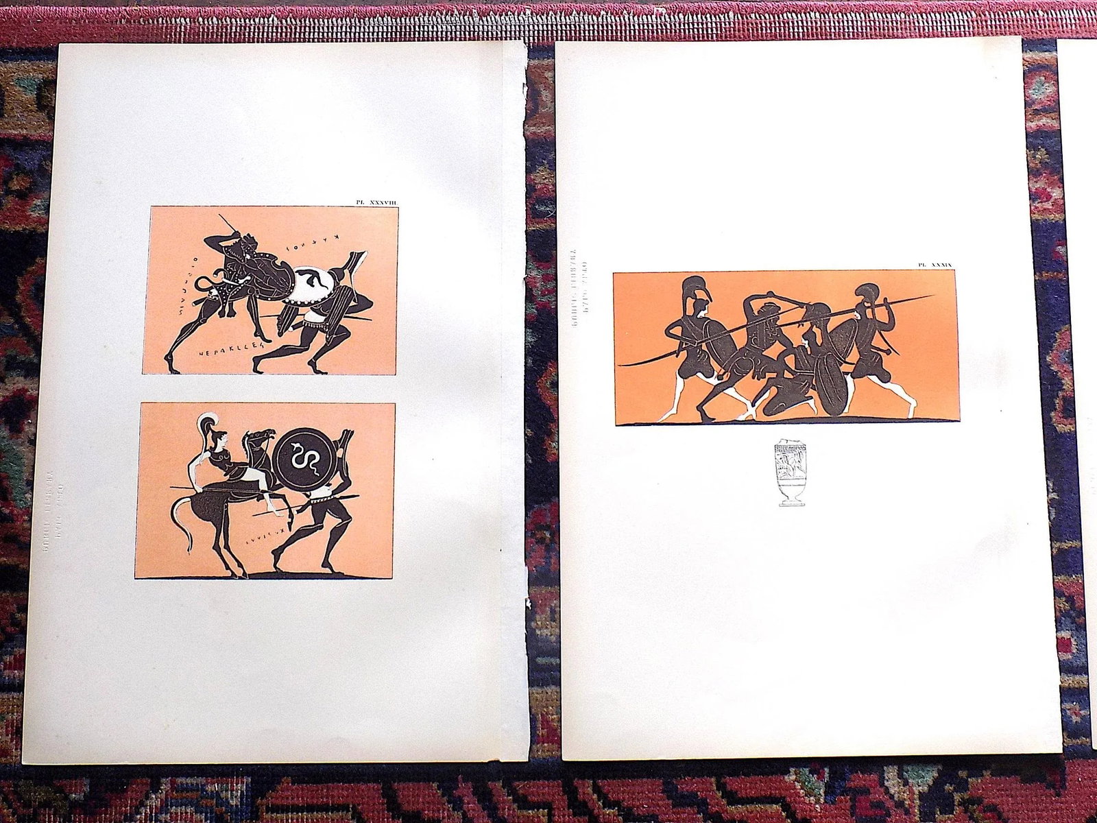 Antique Early 19th Century Large Folio Neoclassical Greek Vase Motif Lithographs - Set of 3 - 2