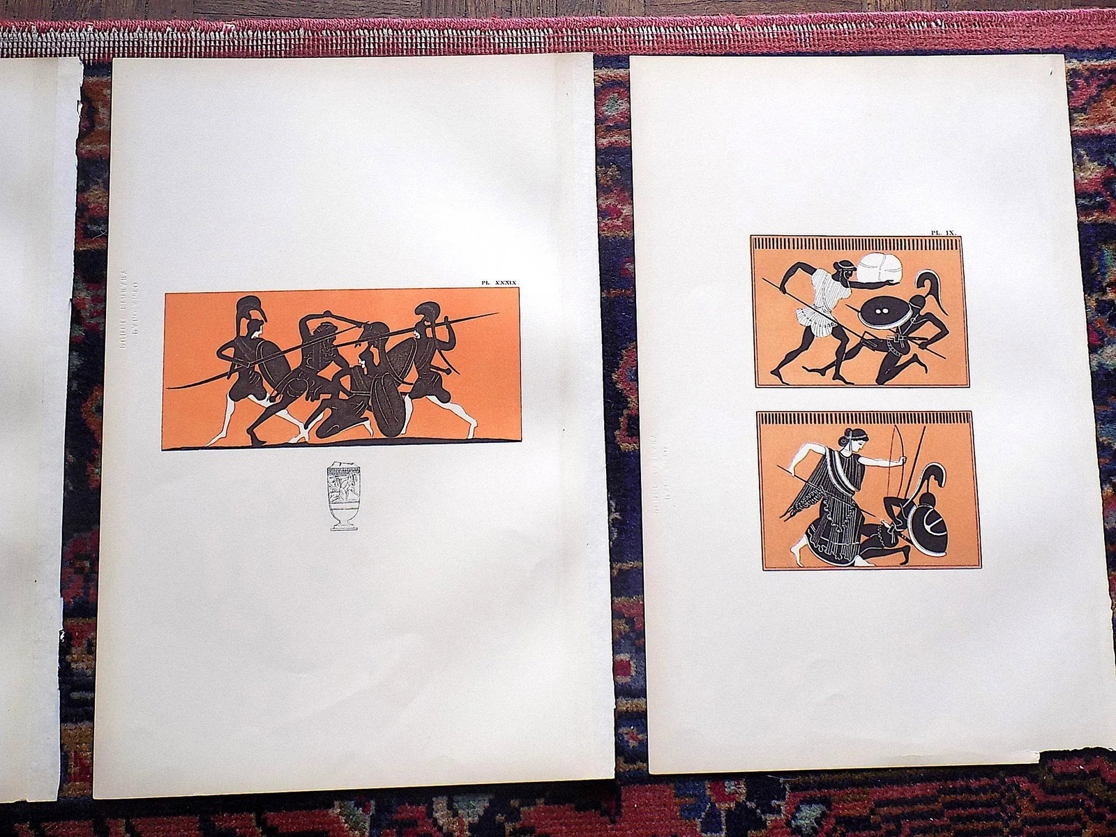 Antique Early 19th Century Large Folio Neoclassical Greek Vase Motif Lithographs - Set of 3 - 3