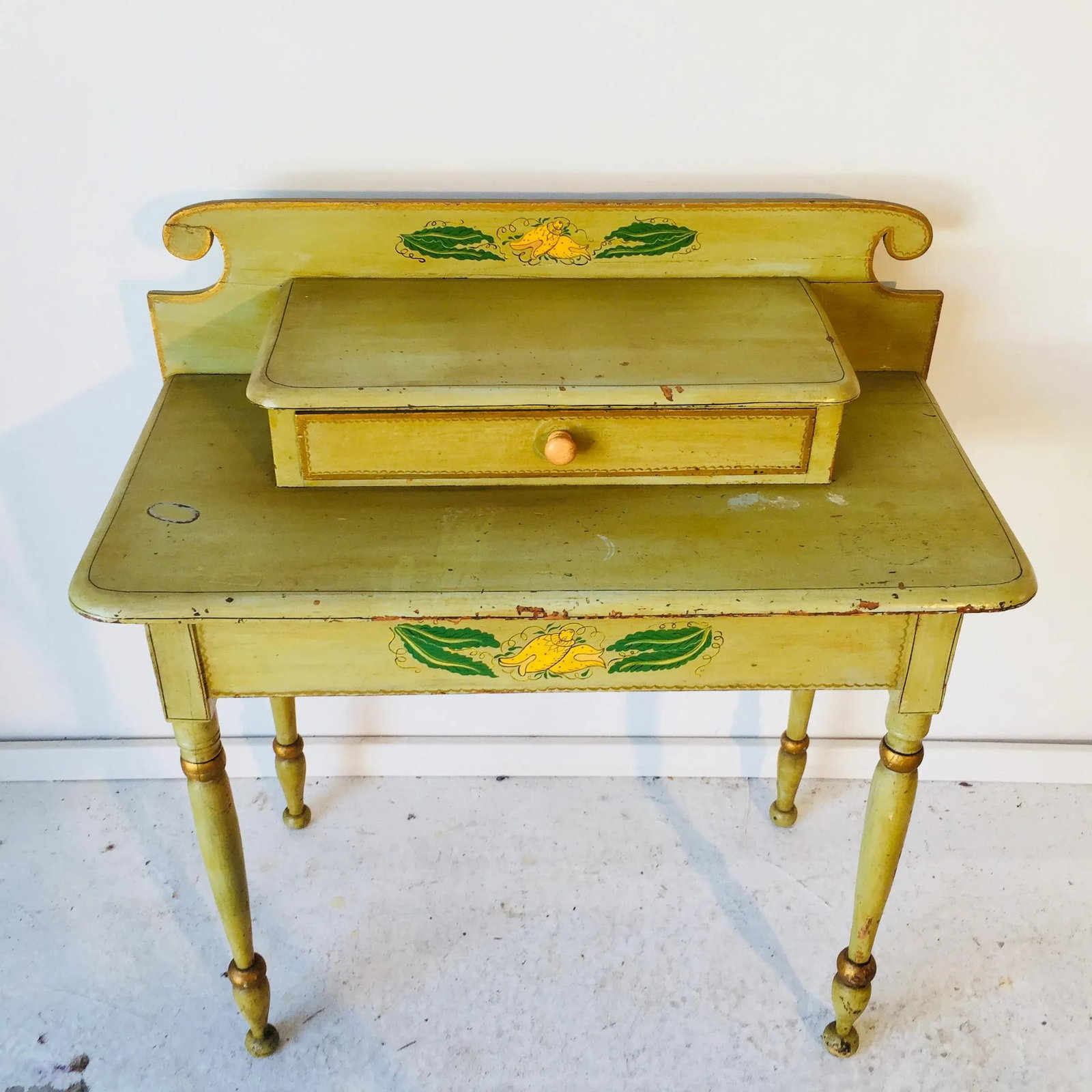1838 Antique French Country Style Yellow Dressing Table - 2
