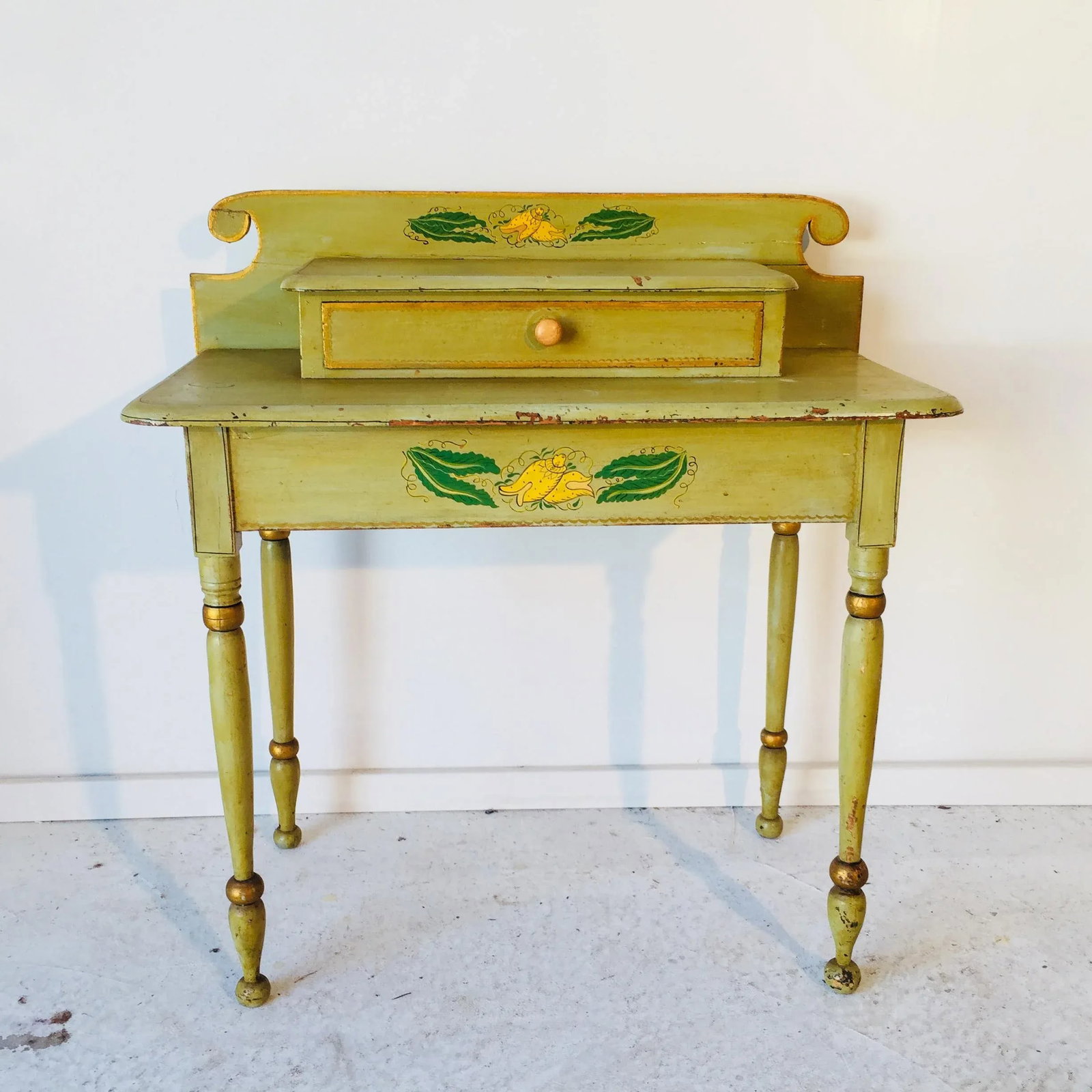1838 Antique French Country Style Yellow Dressing Table - 3
