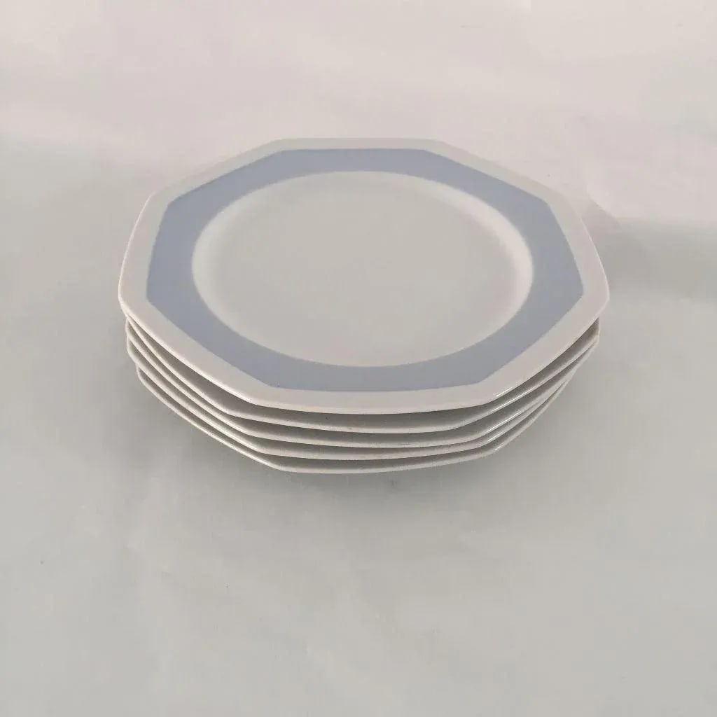 Vintage Mikasa Porcelain Sky Blue & White Plates - Set of 6 - 3