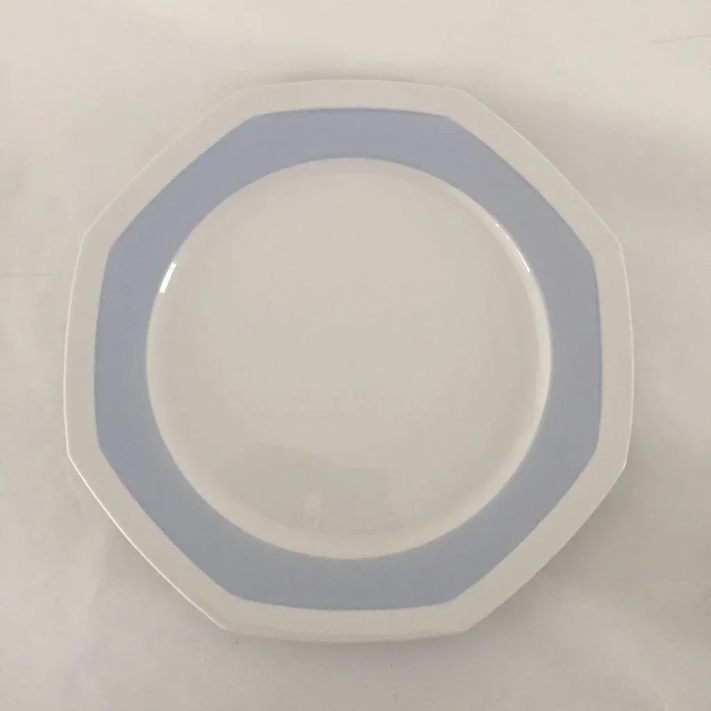Vintage Mikasa Porcelain Sky Blue & White Plates - Set of 6 - 6