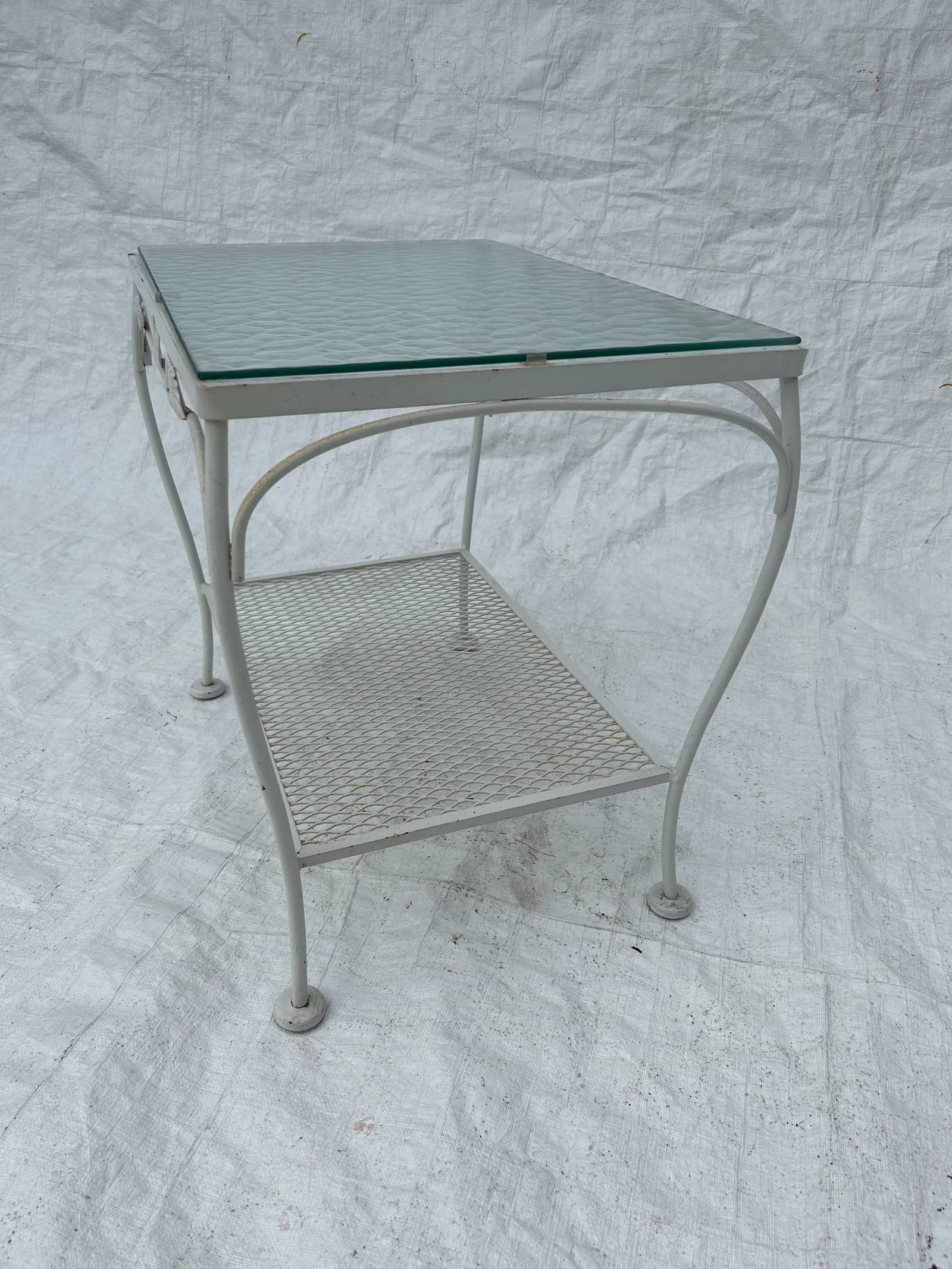 1970s Vintage Wrought Iron Glass Top Outdoor Table - 3