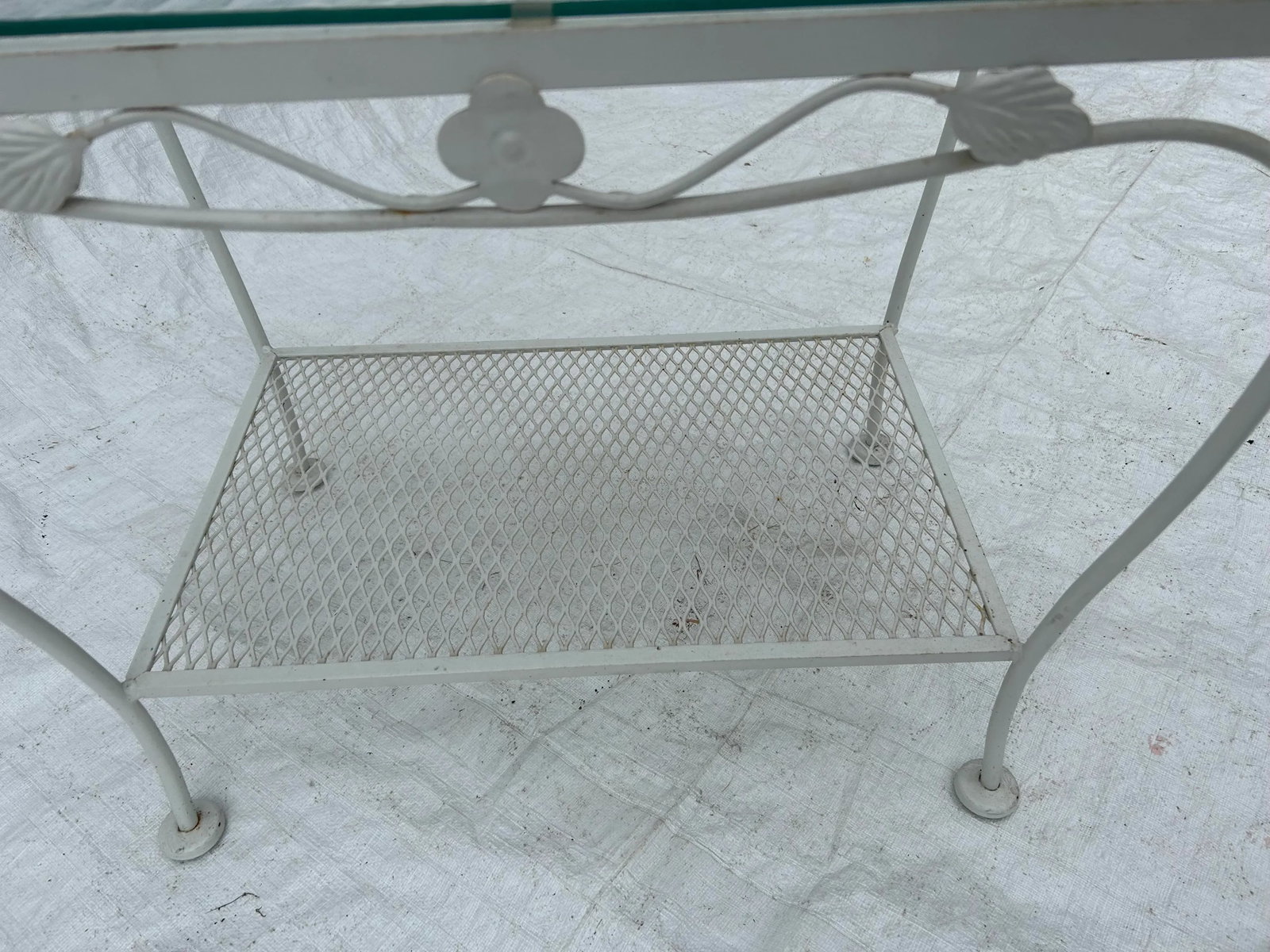 1970s Vintage Wrought Iron Glass Top Outdoor Table - 4