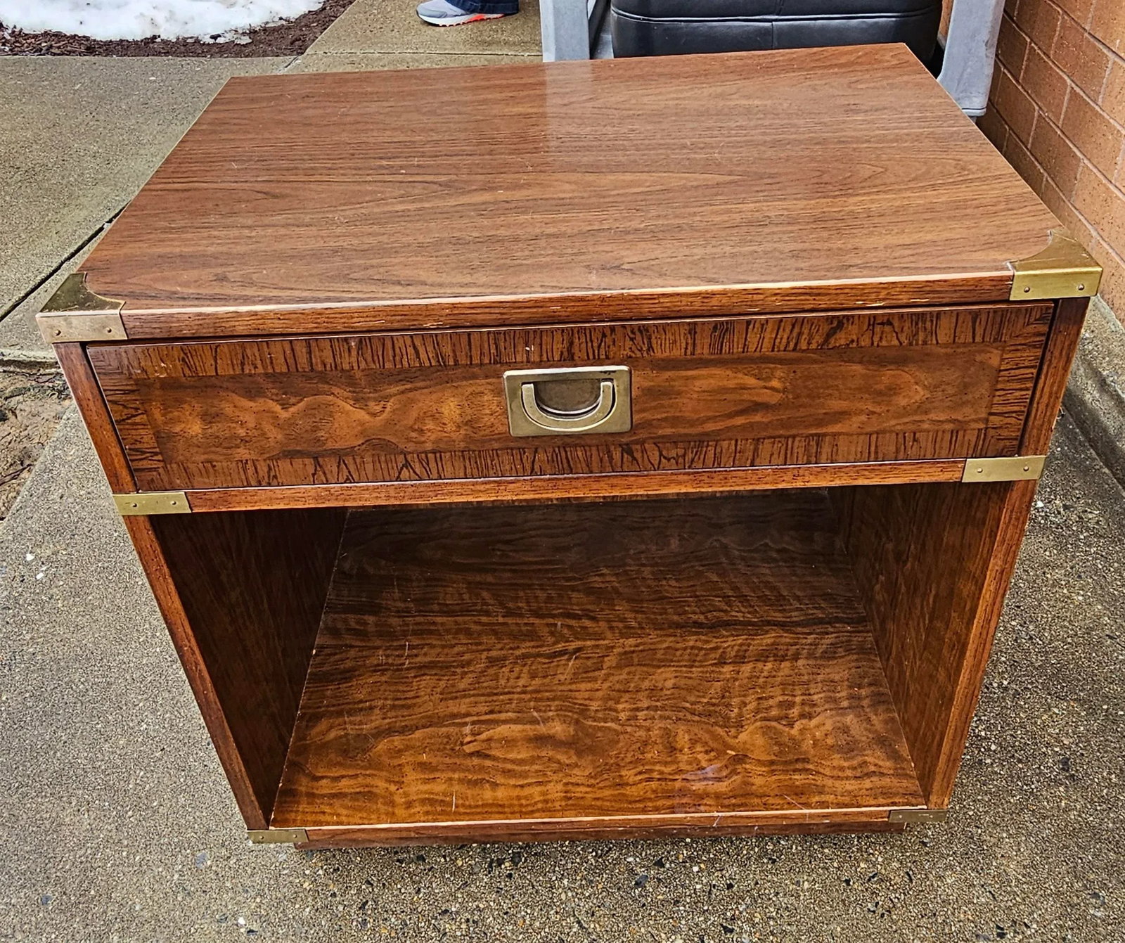 Drexel Furniture Mid-Century Campaign Style Bedside Table - 3