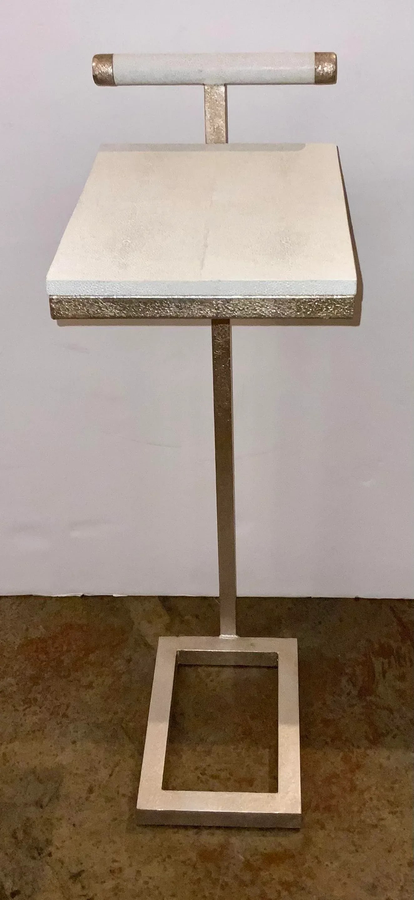 Made Goods Modern Off-White and Gray Faux Shagreen Ellery Side Table - 2