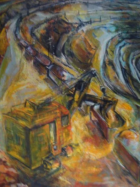 1959 Strip Mining "Jason's Fleece" Oil Painting on Canvas by Ruth Erlich - 2