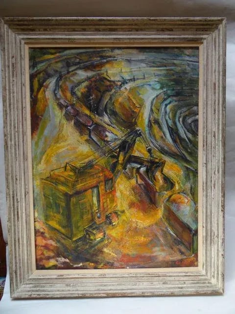 1959 Strip Mining "Jason's Fleece" Oil Painting on Canvas by Ruth Erlich - 7