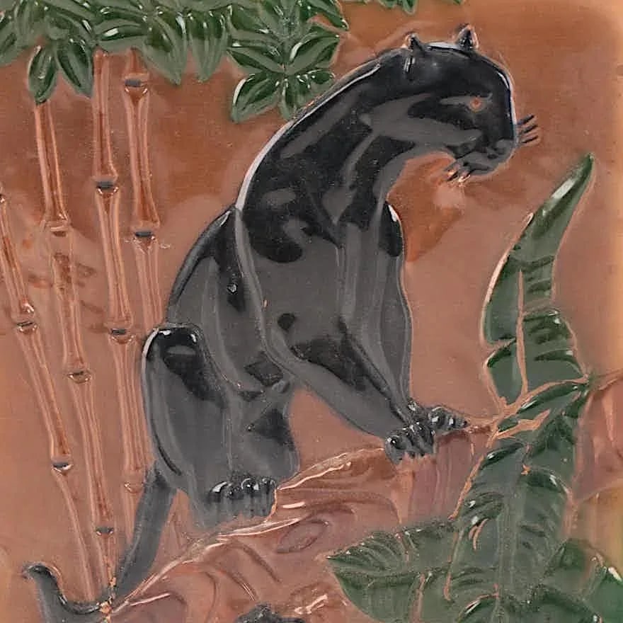 Vintage Original Mid 20th Century Art Moderne Hammered Copper Mixed Media Jaguar Wall Art - 9