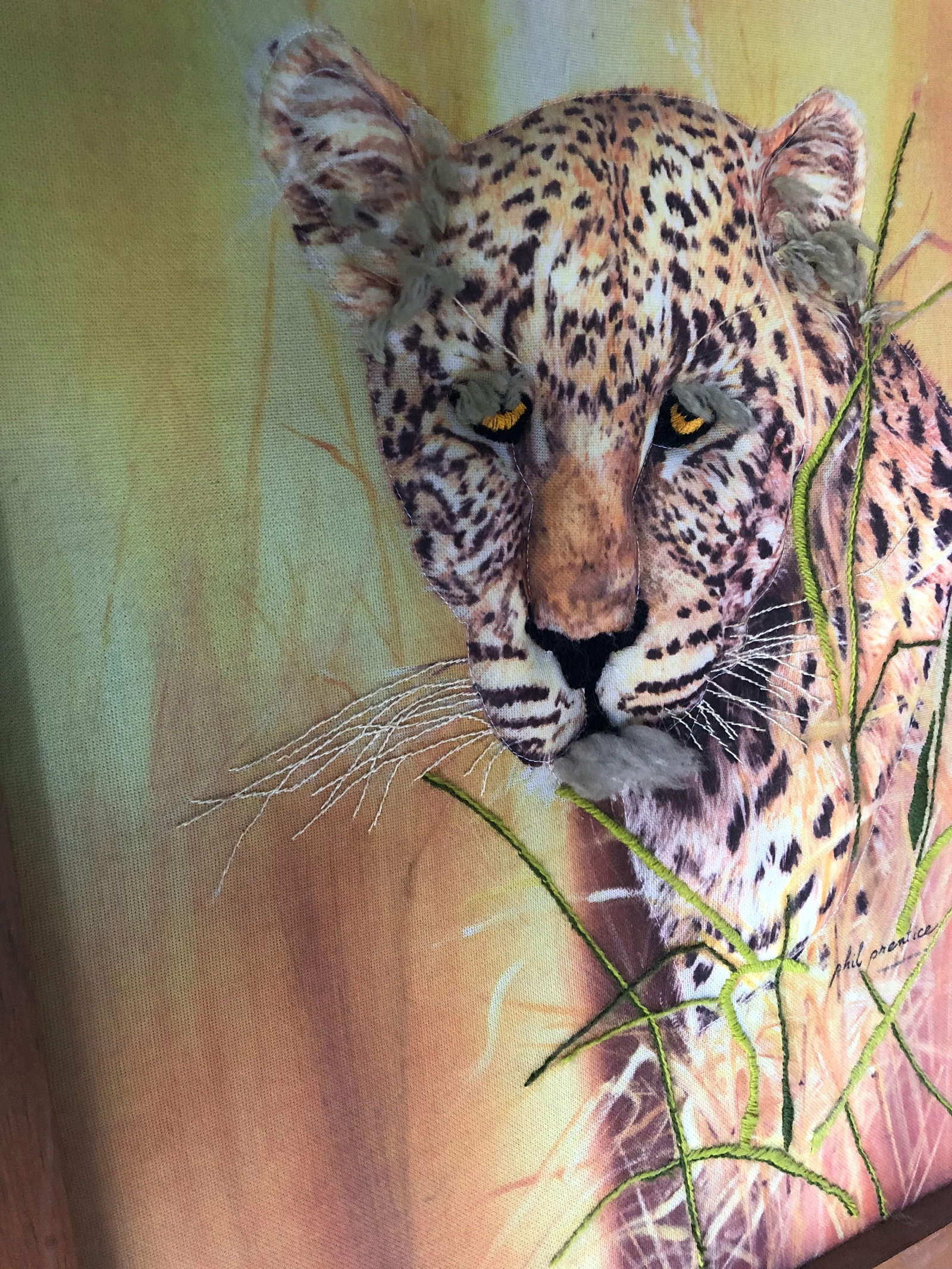 Vintage Leopard Fabric Art Phil Prentice - 3