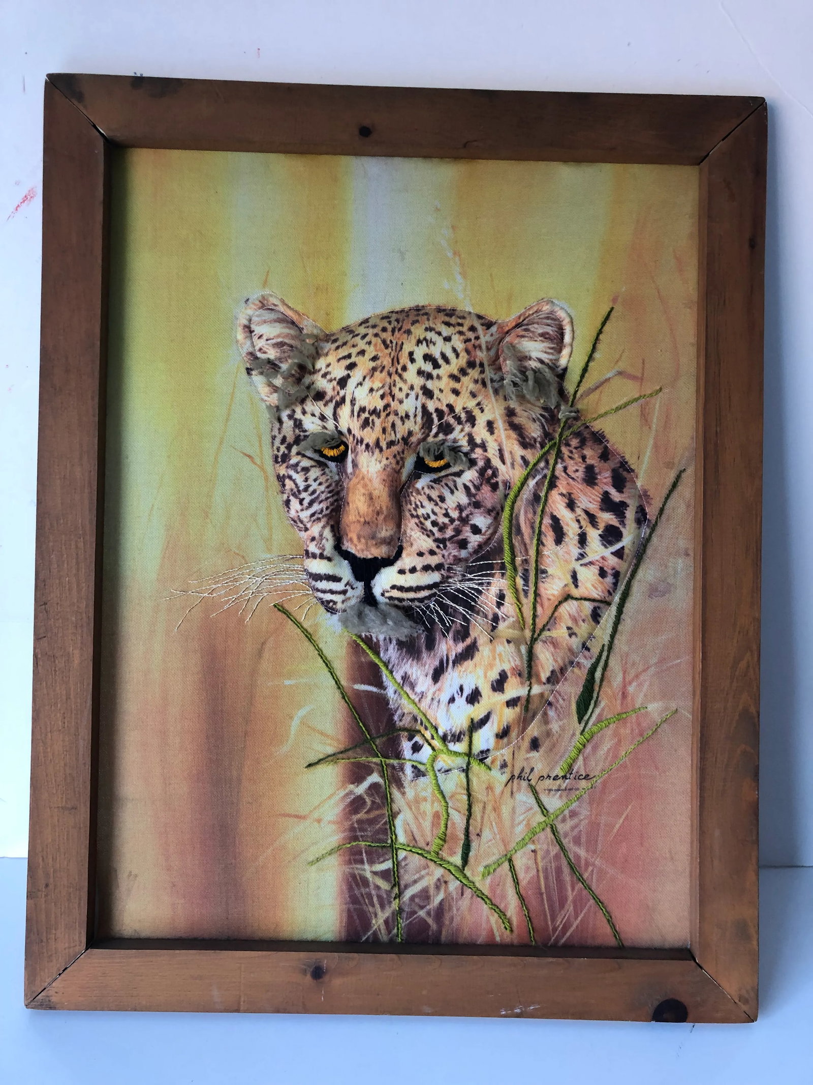 Vintage Leopard Fabric Art Phil Prentice - 8