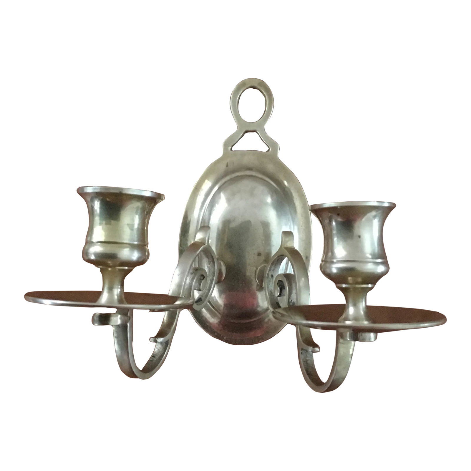 Vintage Solid Brass Double Arm Wall Sconce: vintage wall sconce with double arms. recently polished and looks incredible for its age. The arms have a Victorian vibe while not being too fancy. We love to repurpose this sconce as a tablet holder 