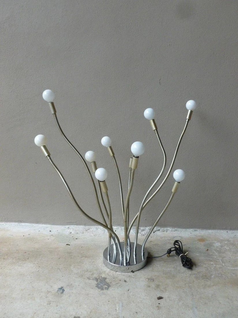 1970s Modern Space Age Chrome Octopus 10 Tentacles Lamp - 8