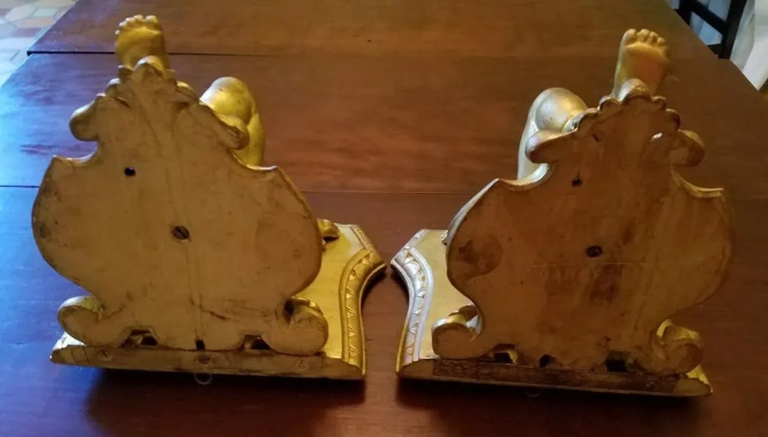 19th Century Italian Barretti Florence Carved Wood Angel Shelves - a Pair - 3