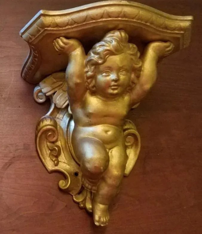 19th Century Italian Barretti Florence Carved Wood Angel Shelves - a Pair - 7