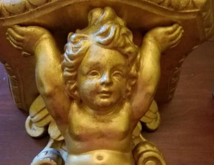 19th Century Italian Barretti Florence Carved Wood Angel Shelves - a Pair - 8
