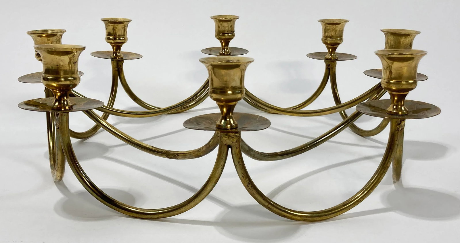 Vintage Brass Danish Style 8-Arm Candelabra - 3