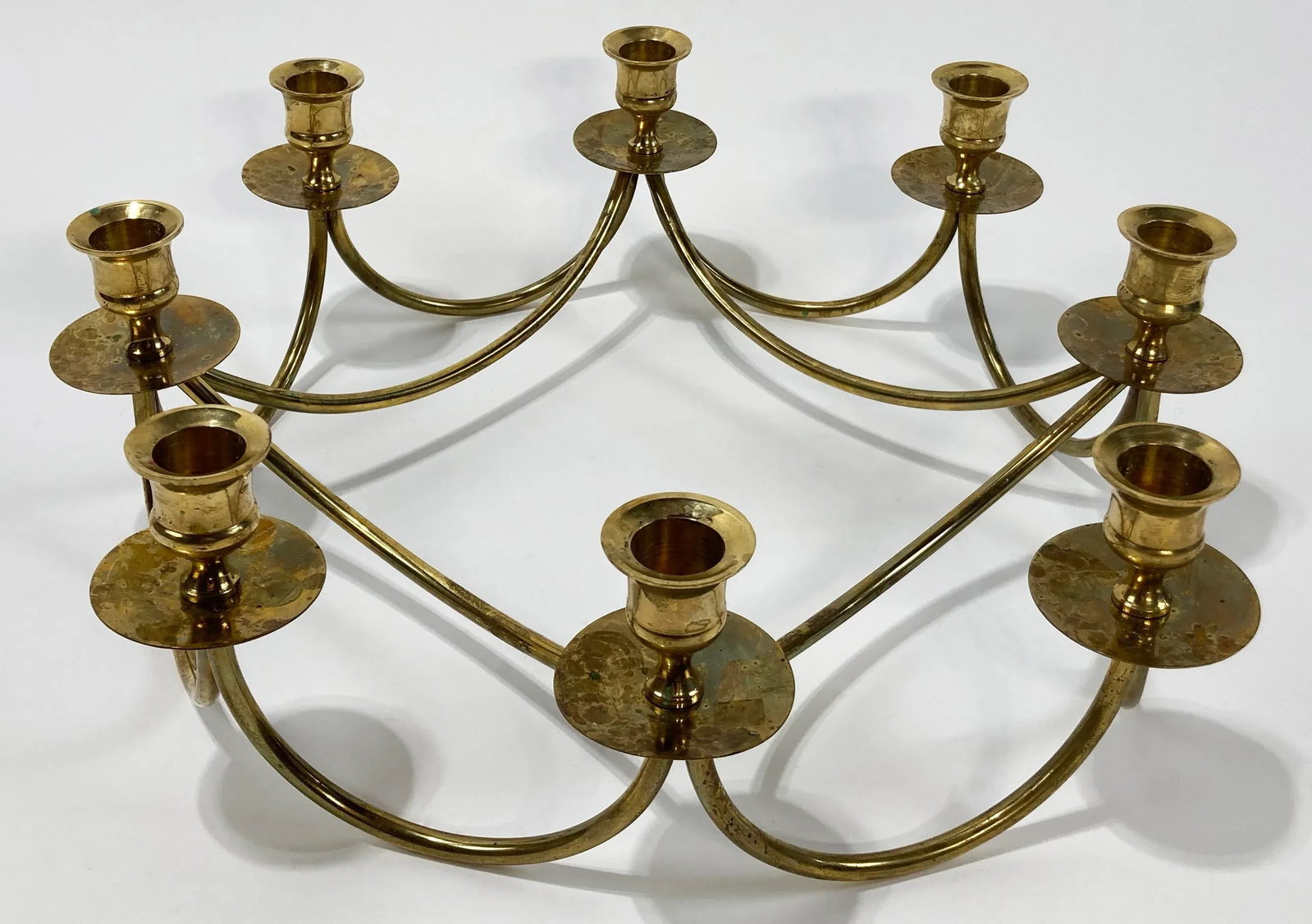 Vintage Brass Danish Style 8-Arm Candelabra - 4