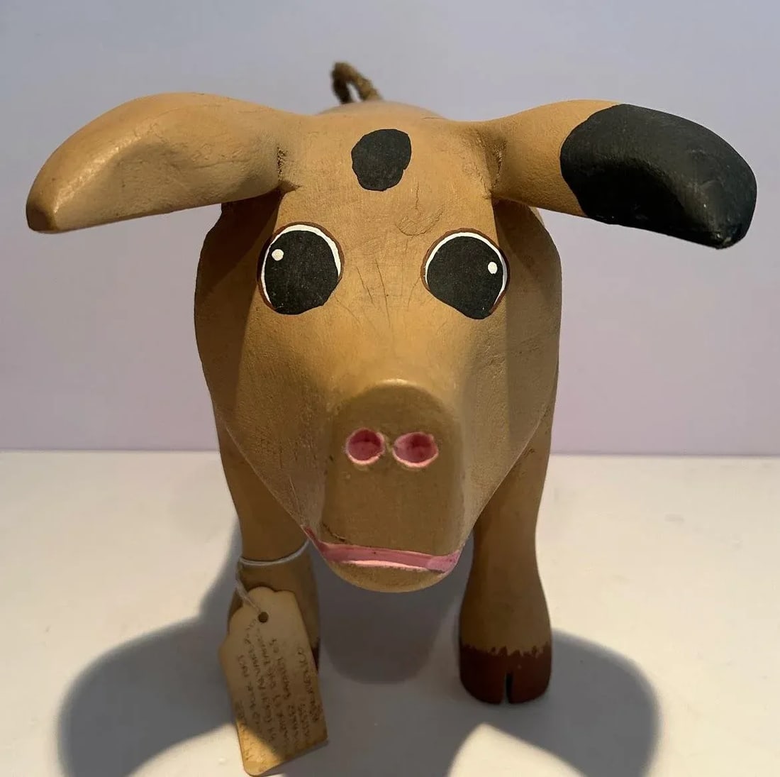 Vintage Rory Alvarez Folk Art Cottonwood Pig Large Figure, Made in New Mexico - 2