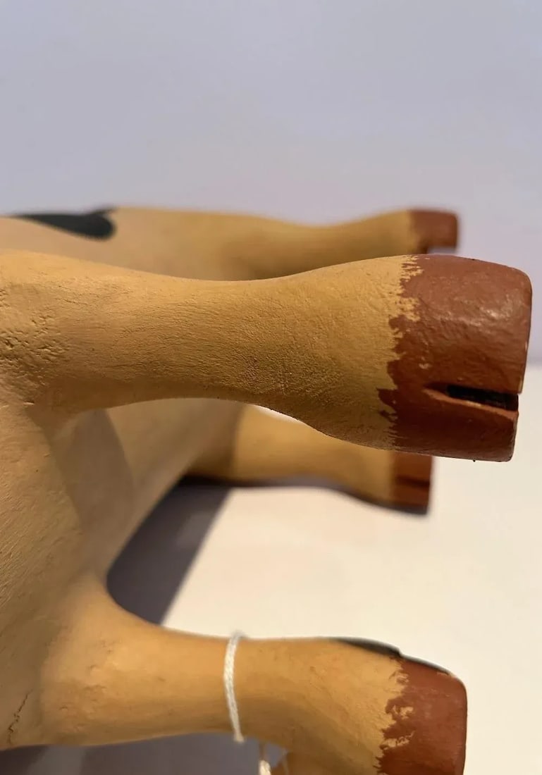 Vintage Rory Alvarez Folk Art Cottonwood Pig Large Figure, Made in New Mexico - 7