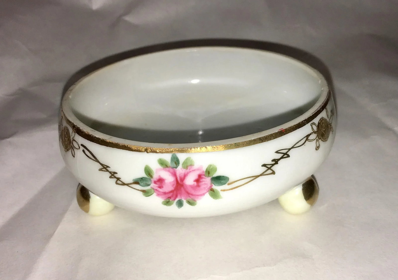 1960s Boho Chic Nippon Porcelain Rose Decor Dish - 2