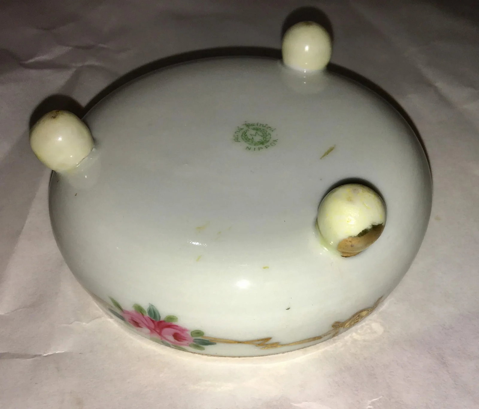 1960s Boho Chic Nippon Porcelain Rose Decor Dish - 3