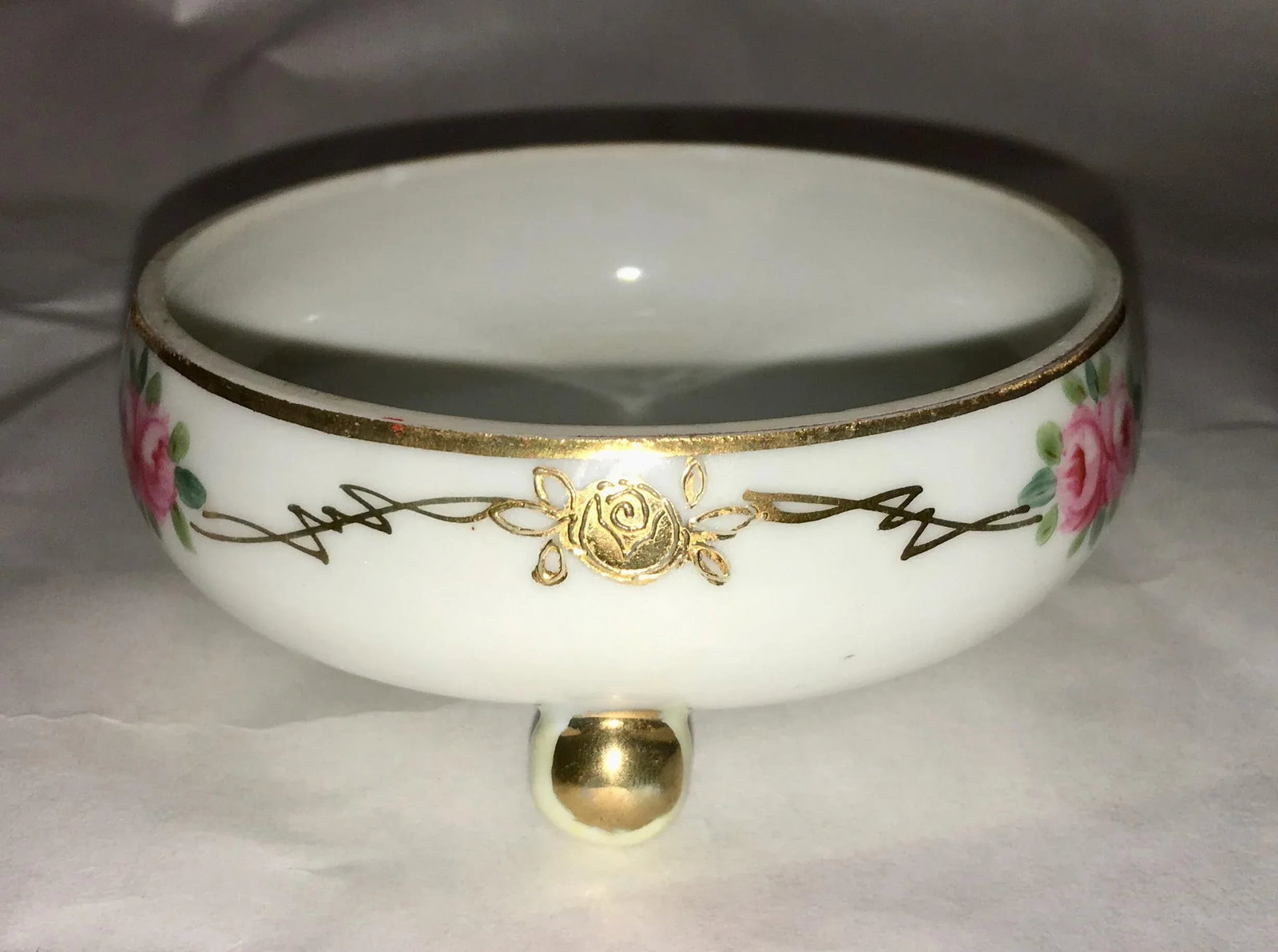 1960s Boho Chic Nippon Porcelain Rose Decor Dish - 5