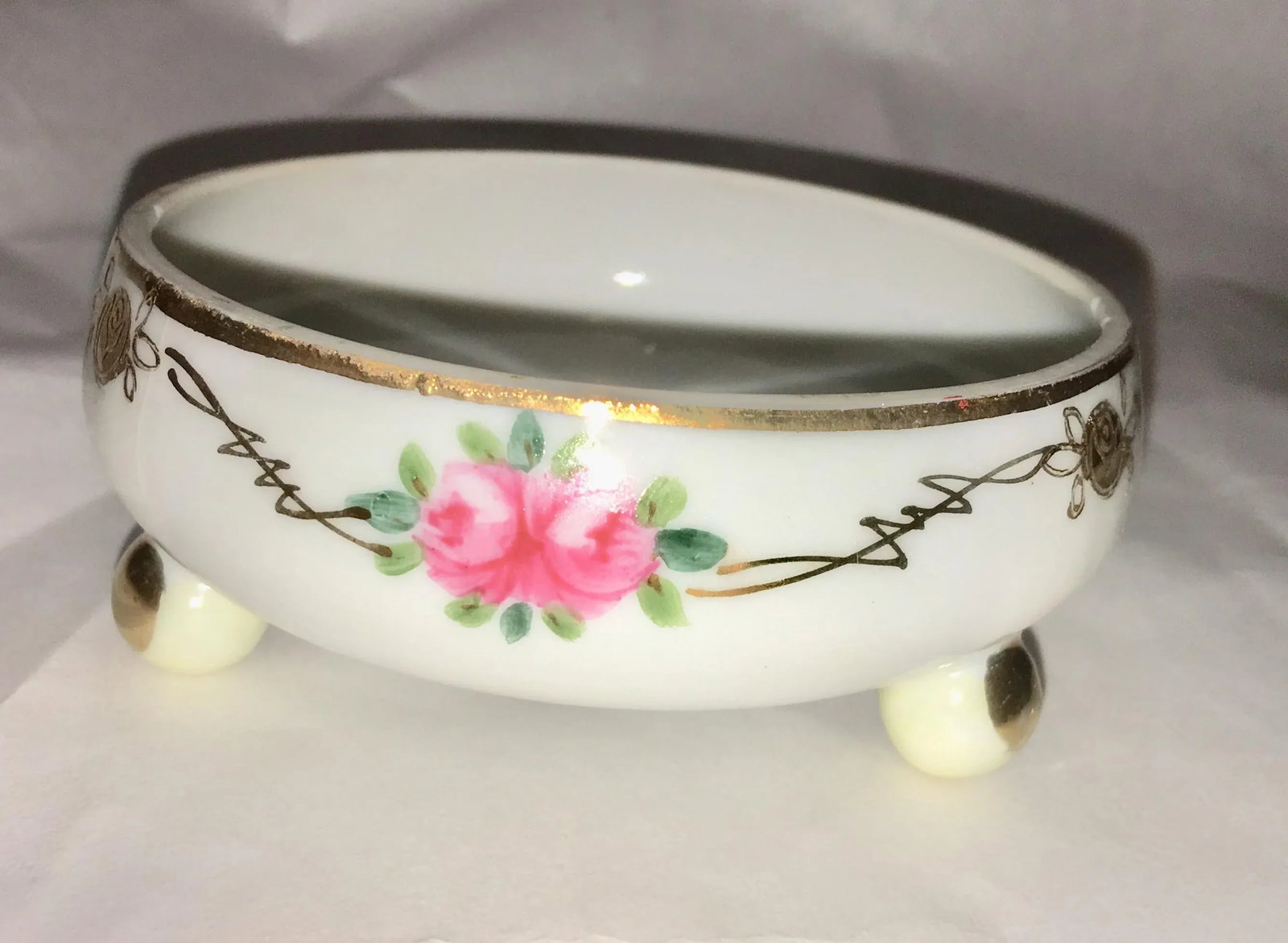 1960s Boho Chic Nippon Porcelain Rose Decor Dish - 6