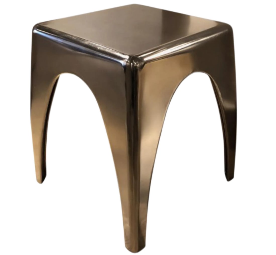 Henredon John Jay Brass Glazed Black Nickle Occasional Table: Stylish modern contemporary Henredon John Jay Brass Glazed Black Nickle Occasional Table, beautiful arching detail, showroom floor sample, original retail $3597 Condition: Imperfections: Some