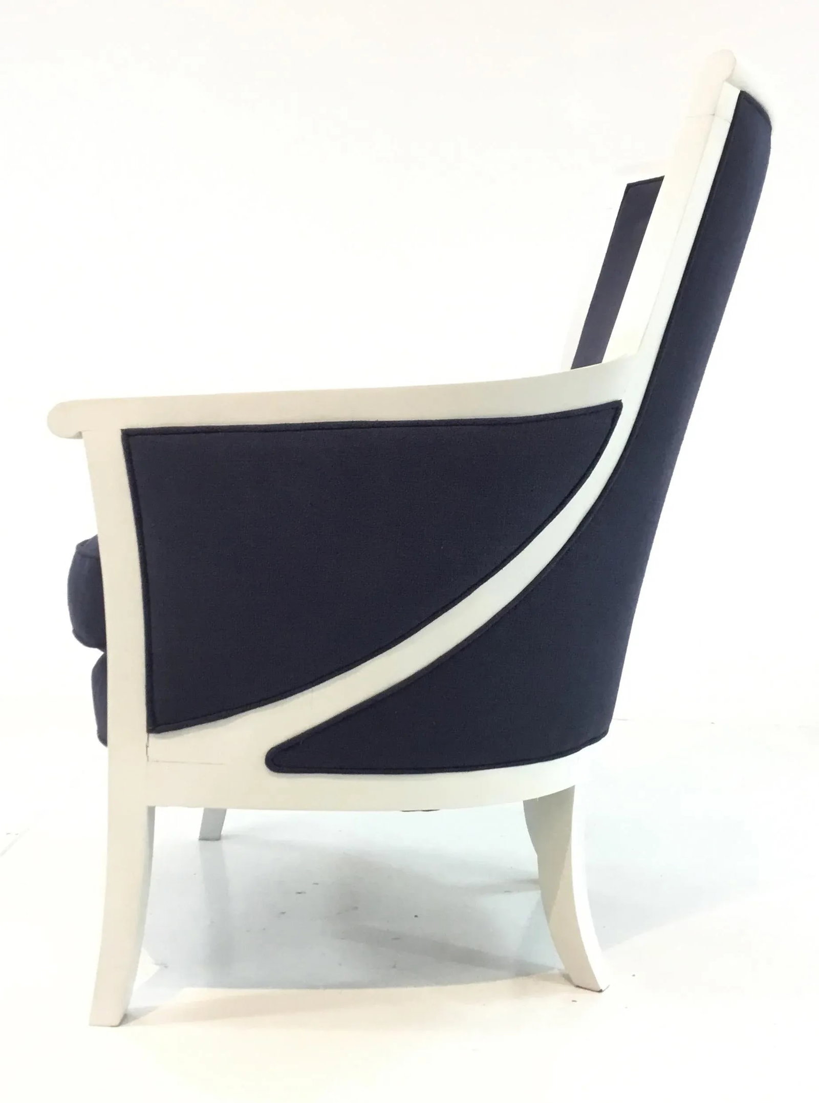 Transitional Navy and White Hickory Chair Breck Chair - 5