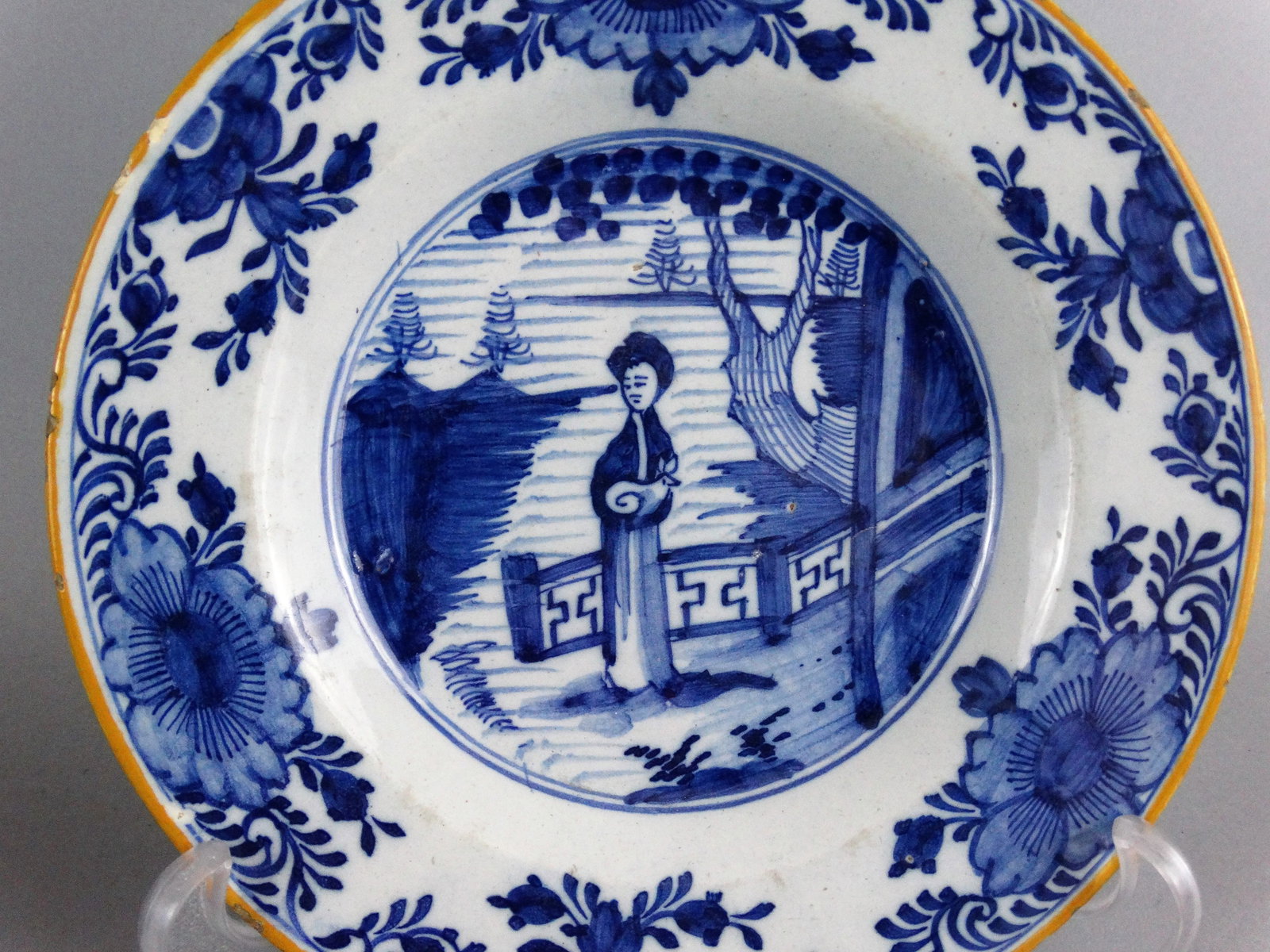 18th-Century Dutch Delft Plates With Chinoiserie Figures, Long Eliza, Pair - 4