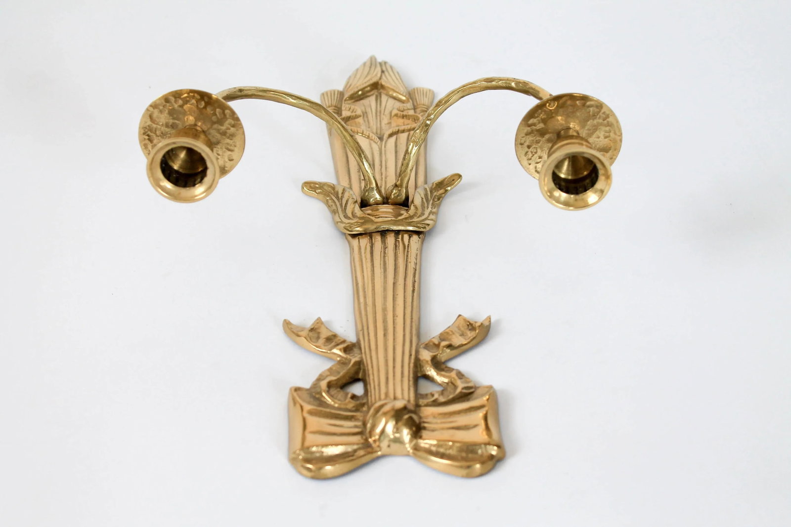 Brass Candle Double Arm Wall Sconce - 5