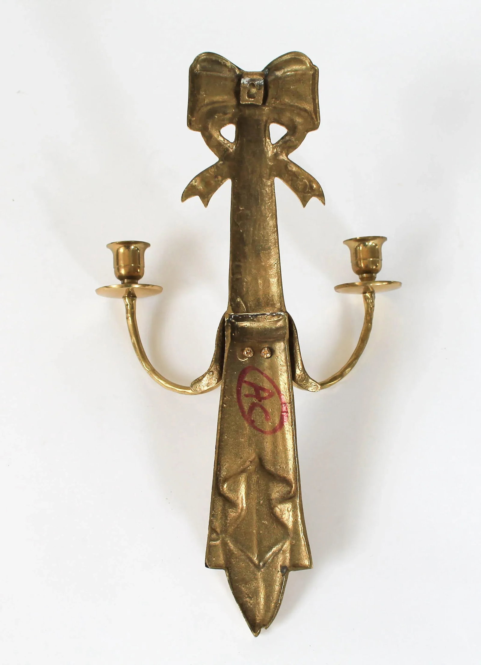 Brass Candle Double Arm Wall Sconce - 6