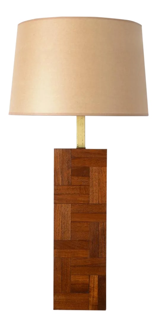 Danish Modern Milo Baughman Style Teak Block Table Lamp (1 of 13)