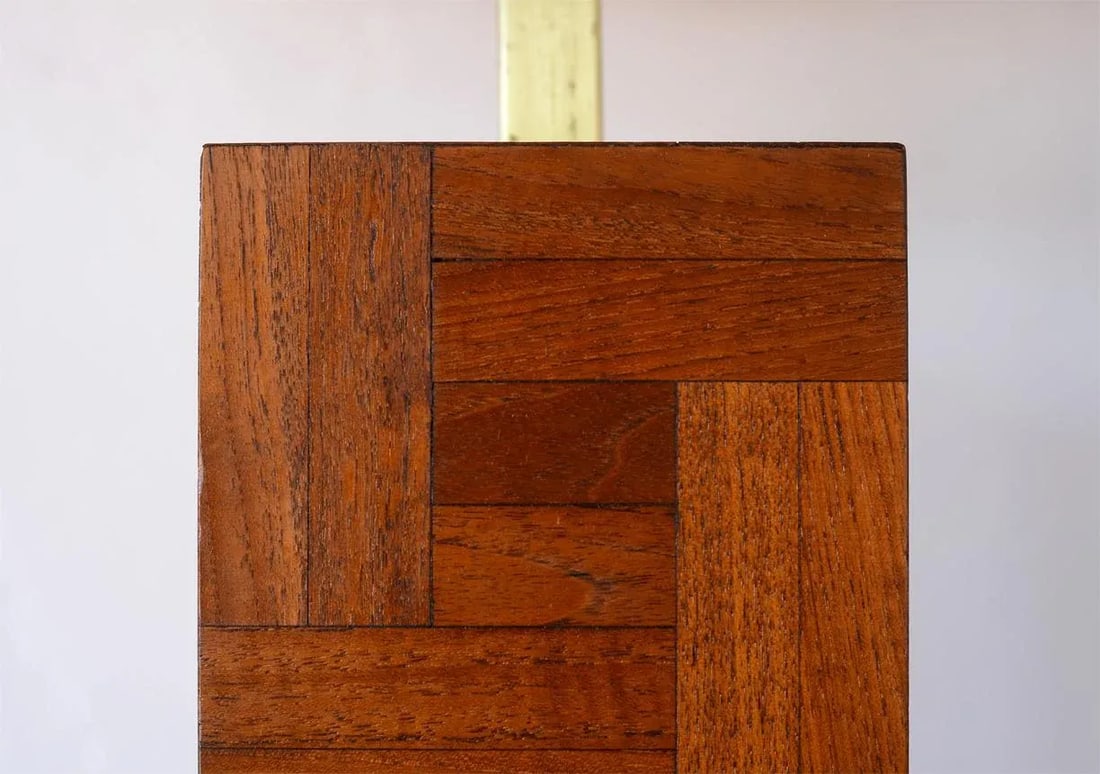 Danish Modern Milo Baughman Style Teak Block Table Lamp - 7
